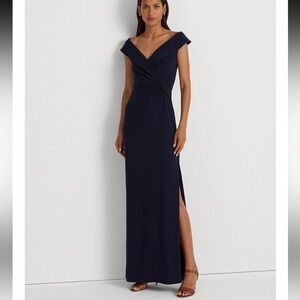 Lauren Ralph Lauren - Portrait Collar - Crepe Gown - black - Size 16